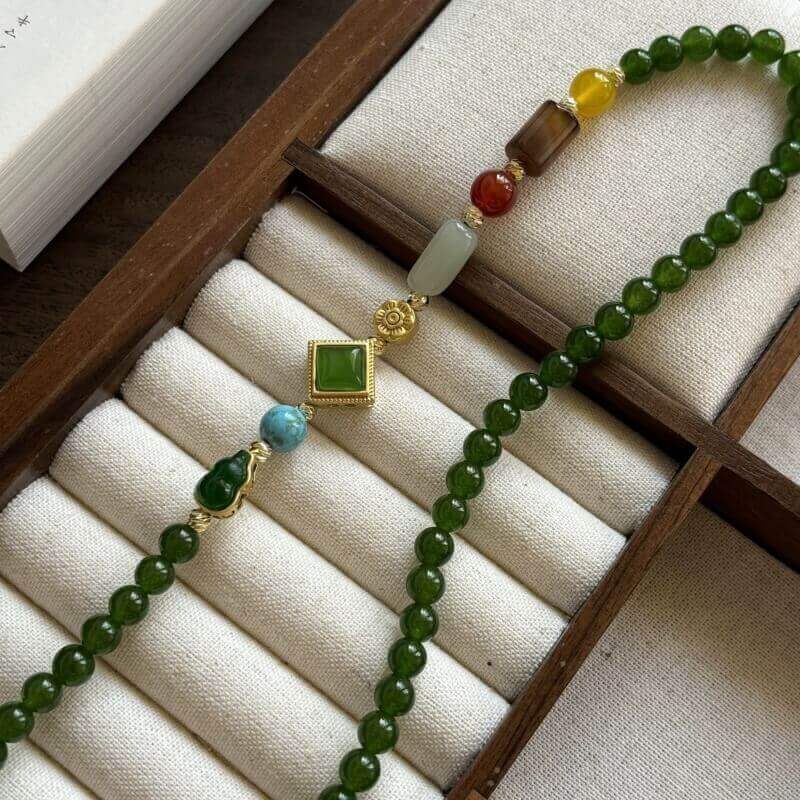 LuckyCharms Natural Yellow Agate & Turquoise Short Necklace