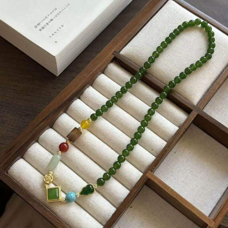 LuckyCharms Natural Yellow Agate & Turquoise Short Necklace