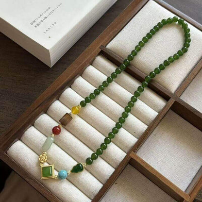 LuckyCharms Natural Yellow Agate & Turquoise Short Necklace