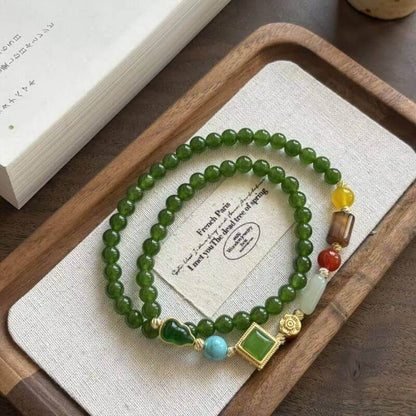 LuckyCharms Natural Yellow Agate & Turquoise Short Necklace