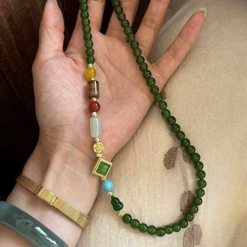 LuckyCharms Natural Yellow Agate & Turquoise Short Necklace