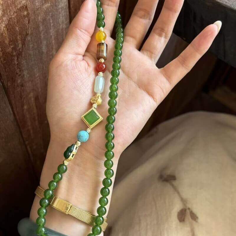 LuckyCharms Natural Yellow Agate & Turquoise Short Necklace