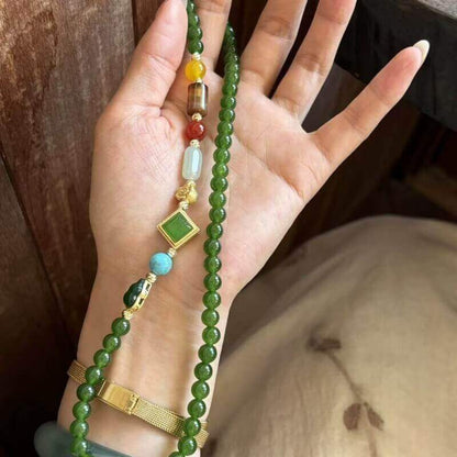 LuckyCharms Natural Yellow Agate & Turquoise Short Necklace