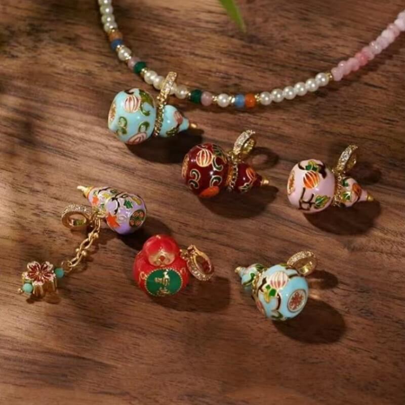 LuckyCharms Chinese Style Enamel Gourd Pendant