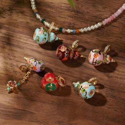 LuckyCharms Chinese Style Enamel Gourd Pendant