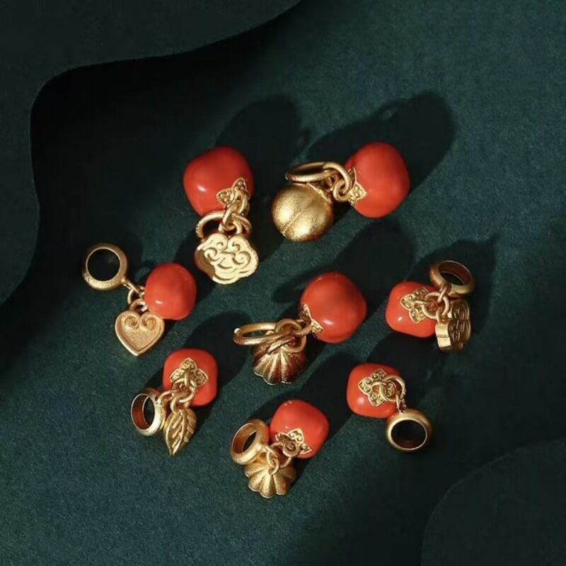 LuckyCharms Gold-plated Red Agate Persimmon Fortune-Turning Pendant