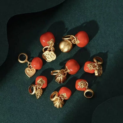 LuckyCharms Gold-plated Red Agate Persimmon Fortune-Turning Pendant