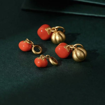 LuckyCharms Gold-plated Red Agate Persimmon Fortune-Turning Pendant