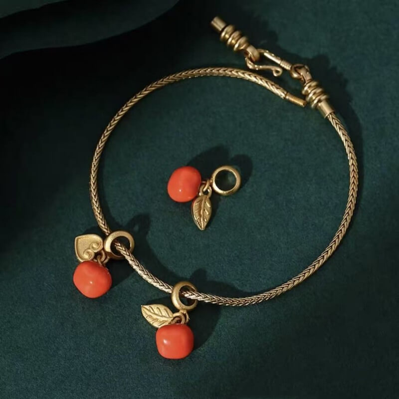 LuckyCharms Gold-plated Red Agate Persimmon Fortune-Turning Pendant