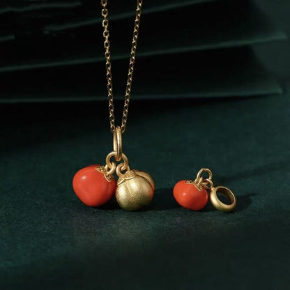 LuckyCharms Gold-plated Red Agate Persimmon Fortune-Turning Pendant