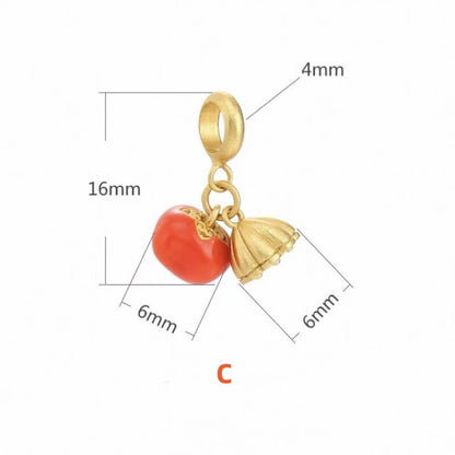 LuckyCharms Gold-plated Red Agate Persimmon Fortune-Turning Pendant