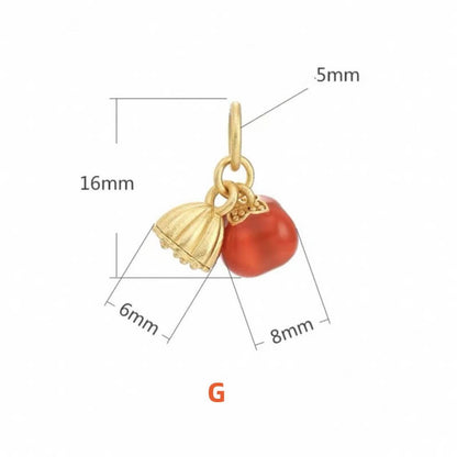 LuckyCharms Gold-plated Red Agate Persimmon Fortune-Turning Pendant