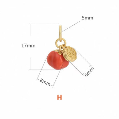 LuckyCharms Gold-plated Red Agate Persimmon Fortune-Turning Pendant