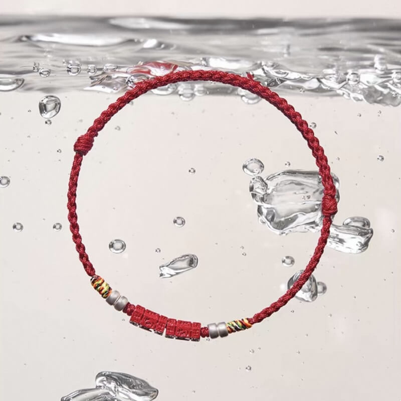 LuckyCharms Cinnabar Oṃ Maṇi Padme Hūṃ Braided Rope Bracelet