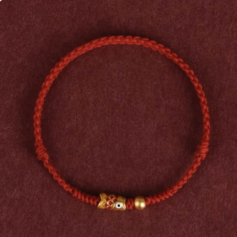 Koi Fish Golden Bead Wealth Success Braided Rope Bracelet