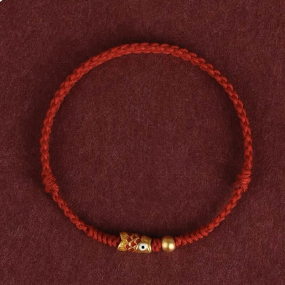 Koi Fish Golden Bead Wealth Success Braided Rope Bracelet