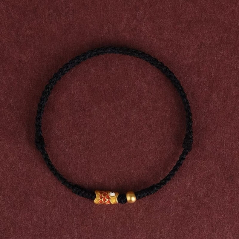 Koi Fish Golden Bead Wealth Success Braided Rope Bracelet