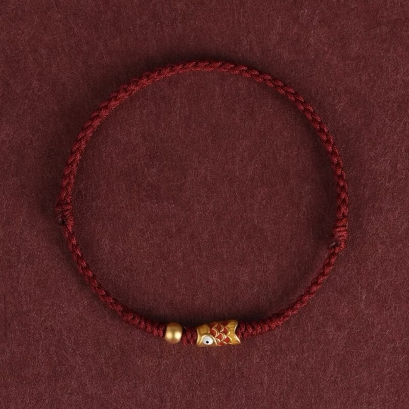 Koi Fish Golden Bead Wealth Success Braided Rope Bracelet