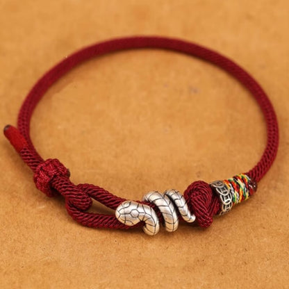 LuckyCharms Silver Snake Fortune & Protection Braided Rope Bracelet