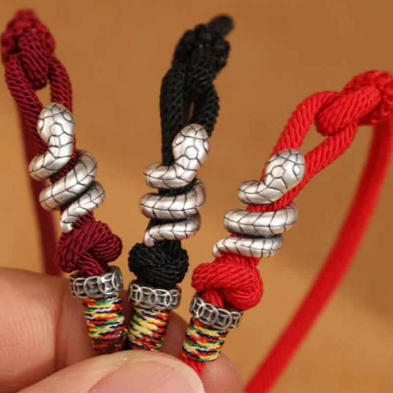 LuckyCharms Silver Snake Fortune & Protection Braided Rope Bracelet