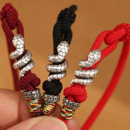LuckyCharms Silver Snake Fortune & Protection Braided Rope Bracelet