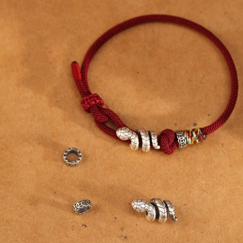 LuckyCharms Silver Snake Fortune & Protection Braided Rope Bracelet