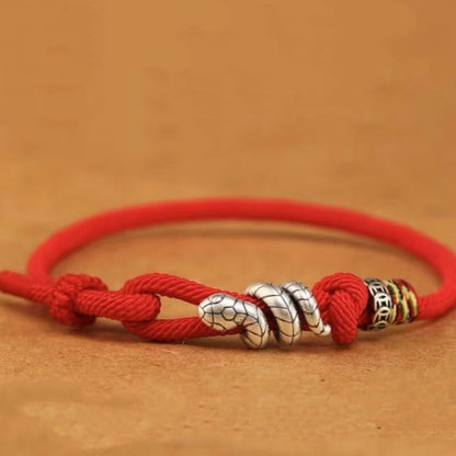 LuckyCharms Silver Snake Fortune & Protection Braided Rope Bracelet