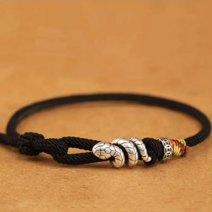 LuckyCharms Silver Snake Fortune & Protection Braided Rope Bracelet