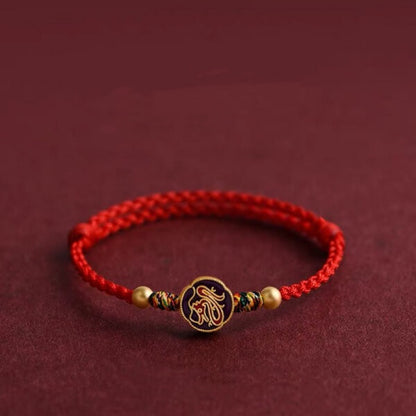 LuckyCharms Chinese Zodiacs Luck & Health Beads Blessing Braided Rope Bracelet