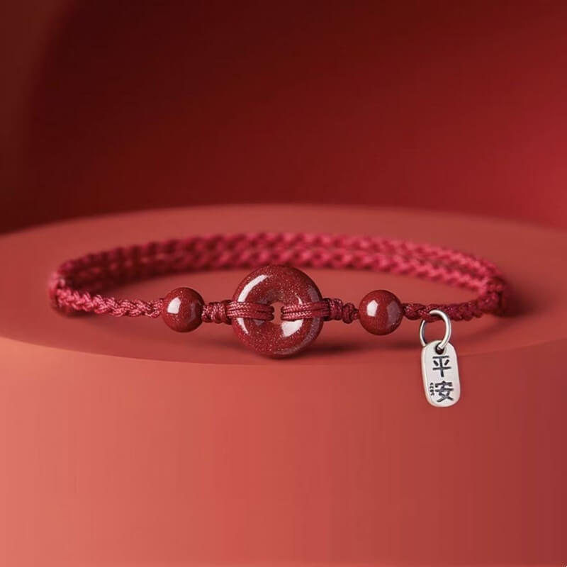 LuckyCharms Cinnabar Peace Buckle Luck Braided Rope Bracelet