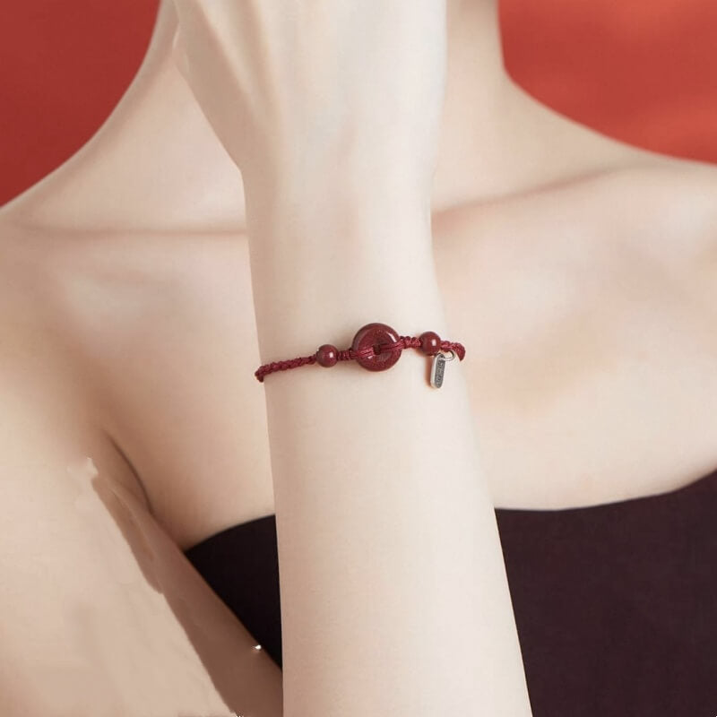 LuckyCharms Cinnabar Peace Buckle Luck Braided Rope Bracelet