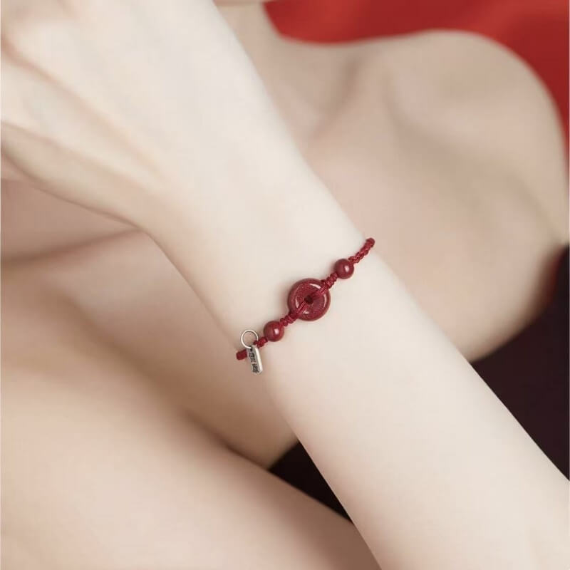 LuckyCharms Cinnabar Peace Buckle Luck Braided Rope Bracelet