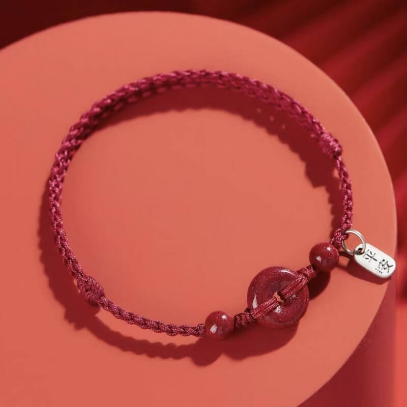 LuckyCharms Cinnabar Peace Buckle Luck Braided Rope Bracelet