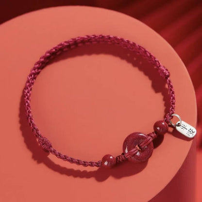 LuckyCharms Cinnabar Peace Buckle Luck Braided Rope Bracelet