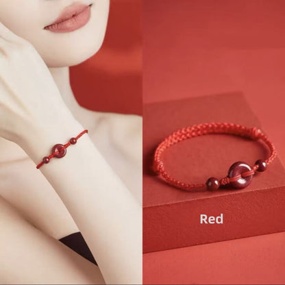 LuckyCharms Cinnabar Peace Buckle Luck Braided Rope Bracelet