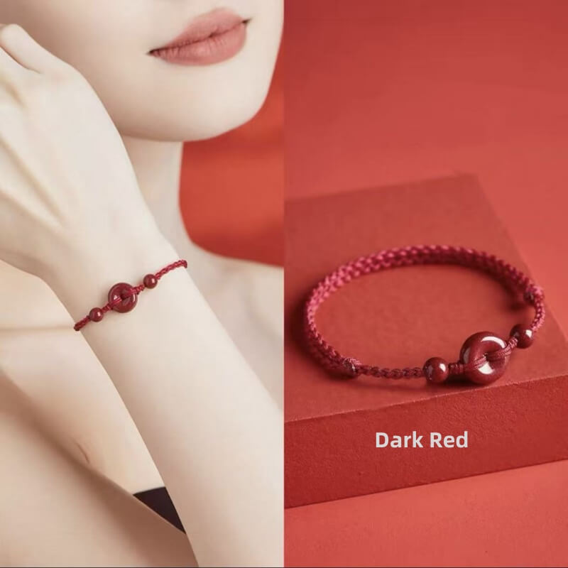 LuckyCharms Cinnabar Peace Buckle Luck Braided Rope Bracelet