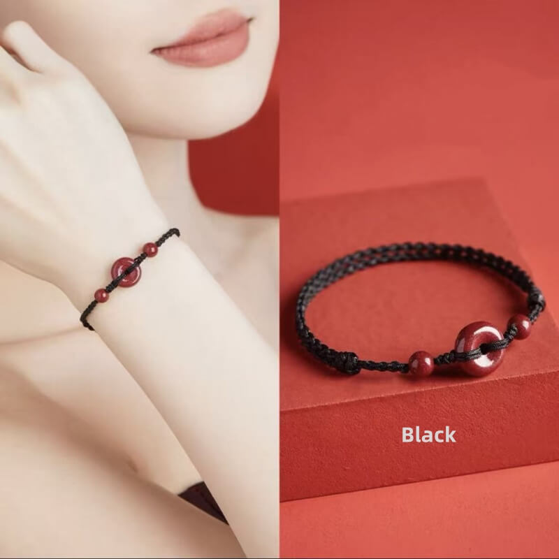 LuckyCharms Cinnabar Peace Buckle Luck Braided Rope Bracelet