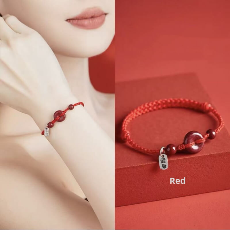 LuckyCharms Cinnabar Peace Buckle Luck Braided Rope Bracelet