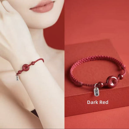 LuckyCharms Cinnabar Peace Buckle Luck Braided Rope Bracelet