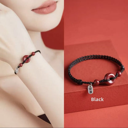 LuckyCharms Cinnabar Peace Buckle Luck Braided Rope Bracelet