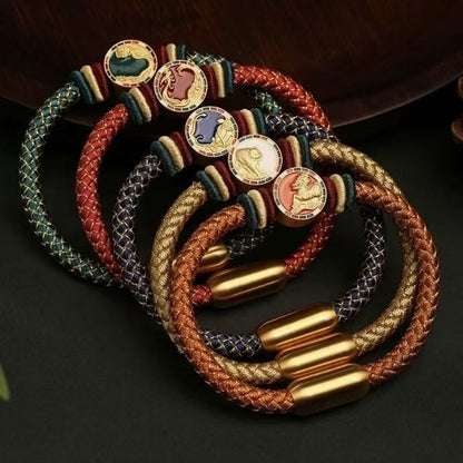 LuckyCharms 925 Silver Five Auspicious Beasts Braided Bracelet