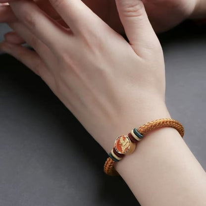 LuckyCharms 925 Silver Five Auspicious Beasts Braided Bracelet