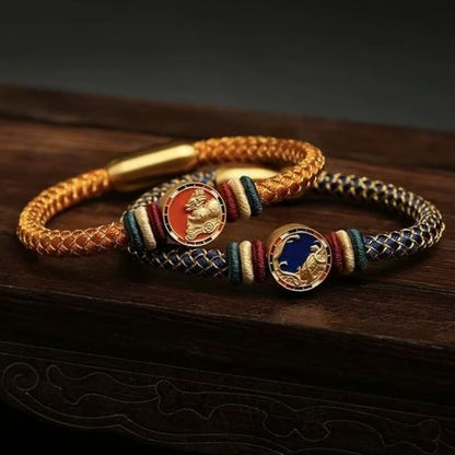 LuckyCharms 925 Silver Five Auspicious Beasts Braided Bracelet