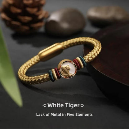 LuckyCharms 925 Silver Five Auspicious Beasts Braided Bracelet