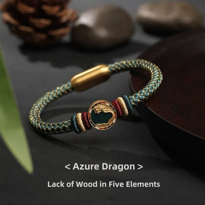 LuckyCharms 925 Silver Five Auspicious Beasts Braided Bracelet