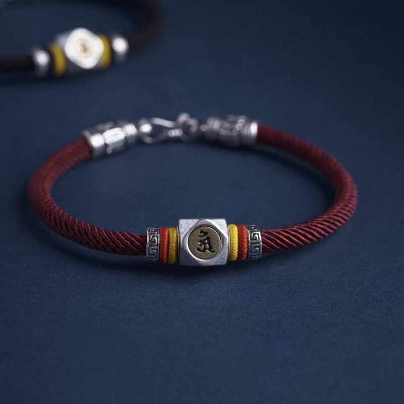 LuckyCharms Guardian Buddhas Seed Syllables Dark Red Bracelet