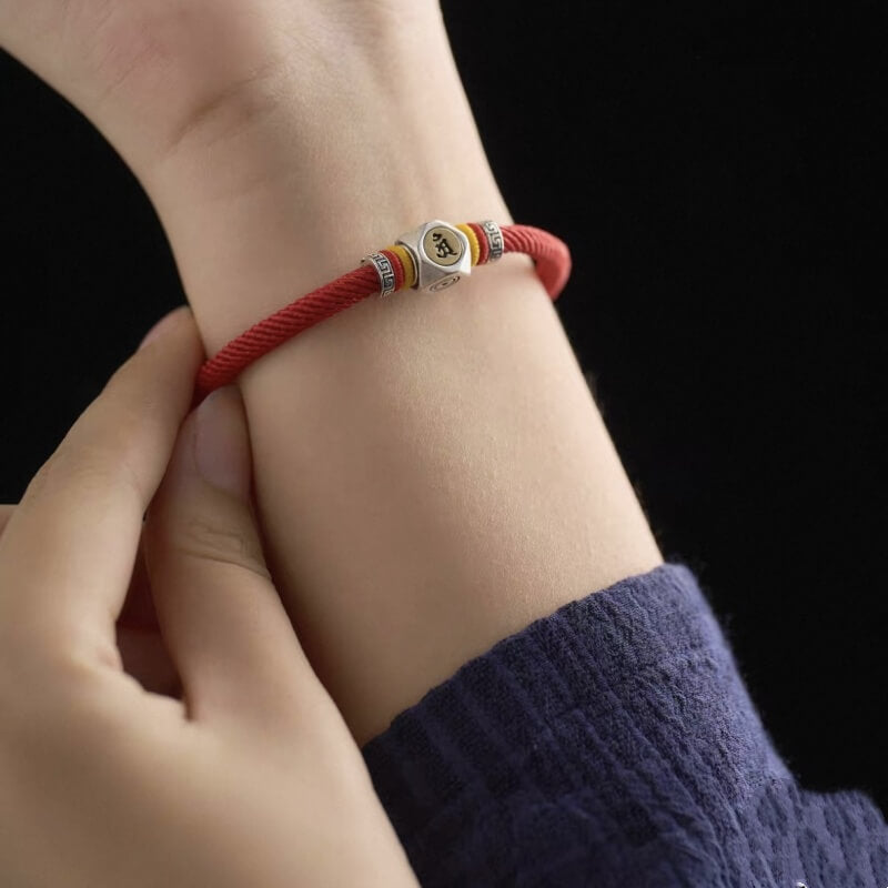 LuckyCharms Guardian Buddhas Seed Syllables Dark Red Bracelet