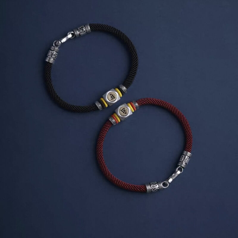 LuckyCharms Guardian Buddhas Seed Syllables Dark Red Bracelet