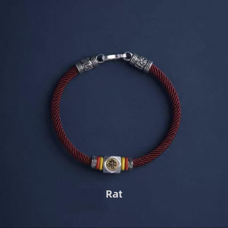 LuckyCharms Guardian Buddhas Seed Syllables Dark Red Bracelet