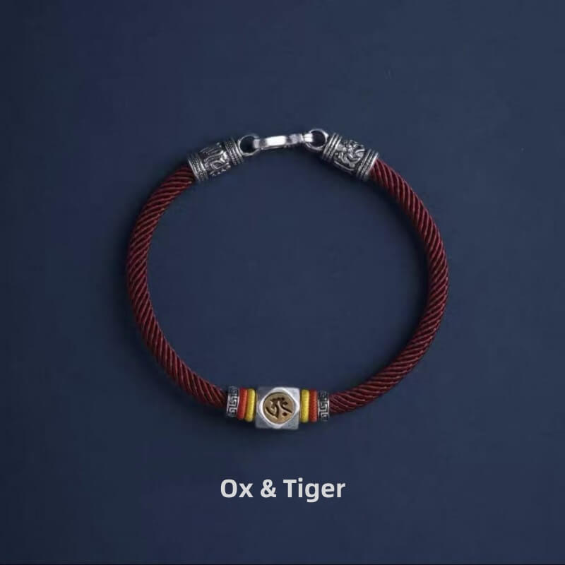 LuckyCharms Guardian Buddhas Seed Syllables Dark Red Bracelet